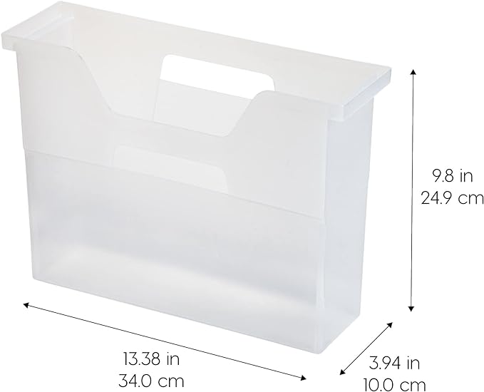 IRIS USA Small Portable Desktop File Box with Open Lid, 6 Pack, Side Handles, Hanging File Folders, Tabs & Inserts, Letter Size, Magazines, Newspapers, Mail, Books, Notebooks, Clear