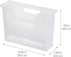 IRIS USA Small Portable Desktop File Box with Open Lid, 6 Pack, Side Handles, Hanging File Folders, Tabs & Inserts, Letter Size, Magazines, Newspapers, Mail, Books, Notebooks, Clear