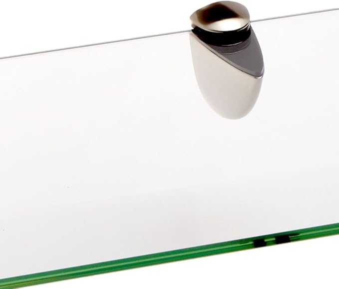 Spancraft Glass Sparrow6x18-Brushed Steel Sparrow Bent Glass Shelf, Brushed Steel Bracket, 6" x 18"