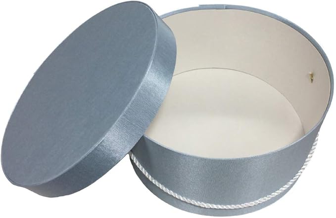Sarah's Hat Boxes Classic Light Blue Hat Box – 12.75" x 6.5" (Dia. x Ht.) Handmade in USA – Odorless Non-Toxic Adhesive, Cording Handle – Premium Storage for Hats & Accessories
