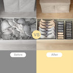 HSLFUAI 2 Pack Drawer Organizer for Thin Jeans,Pants,T-shirts Foldable Closet Organizer Drawer Soft Fabric Dresser Drawer Divider Bins for Thin Jeans,Pants,T-shirts (White-7M-2PCS)