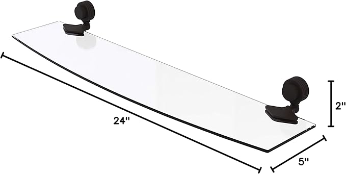Allied Brass 433G/24-ORB 433 G Venus Collection Inch Groovy Accents Glass Shelf, 24-Inch by 5-Inch, Oil Rubbed Bronze