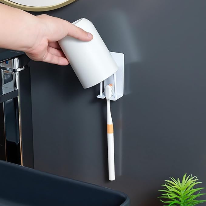 4PCS Mug Hooks Wall-Mounted Mug Holder, Coffee Cups Holder Hanger no Drilling,Toothbrush and Cup Organizer,Storage Hooks for Kitchen, Living Room, Office (White-1cup)