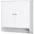 Giantex Bathroom Cabinet Wall Mounted - Over The Toilet Medicine Cabinet with Double Doors, Adjustable Shelf and Towels Bar, Above Toilet Storage Cabinet for Bedroom Kitchen Wall Cabinet (White)