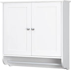 Giantex Bathroom Cabinet Wall Mounted - Over The Toilet Medicine Cabinet with Double Doors, Adjustable Shelf and Towels Bar, Above Toilet Storage Cabinet for Bedroom Kitchen Wall Cabinet (White)