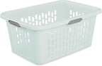 Sterilite 6-Pack 2 Bushel Laundry Basket, Rectangular Plastic Clothes Hamper, Mint - Ventilated Open-Top Utility Wash Bin with 4 Handles and Large Clothing Load Capacity