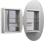 Kohler 35571-NFC-NA Verdera® Bathroom Medicine Cabinet with Mirror, Oval Design, Mirrored Interior, Adjustable Glass Shelves, Rustproof Anodized Aluminum, 24 in. W x 34 in. H