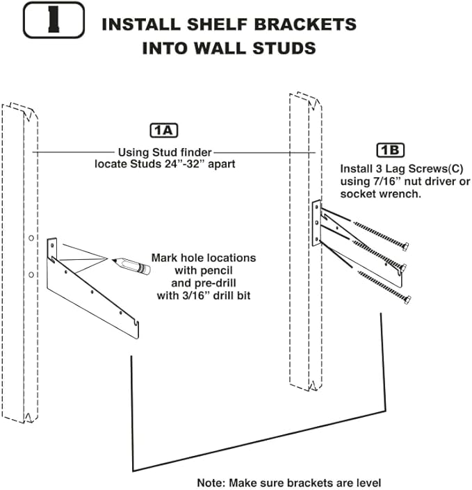 Hyloft 00630 2-Pack Heavy Duty Steel Wall Garage Shelving, 48-Inch X 24-Inch Wall Mounted Shelves for Garage Storage, Low-Profile Brackets, Max Shelf Load 150 Pounds, White Powder Coated Finish