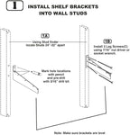 Hyloft 00630 2-Pack Heavy Duty Steel Wall Garage Shelving, 48-Inch X 24-Inch Wall Mounted Shelves for Garage Storage, Low-Profile Brackets, Max Shelf Load 150 Pounds, White Powder Coated Finish