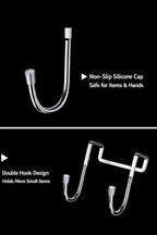 304 Stainless Steel Over Door S Hooks, Heavy Duty Double Hooks, No Drill Cabinet & Door Hooks for Kitchen, Bathroom, Closet, Towel & Bag Hanger, Rustproof, 4 Pack