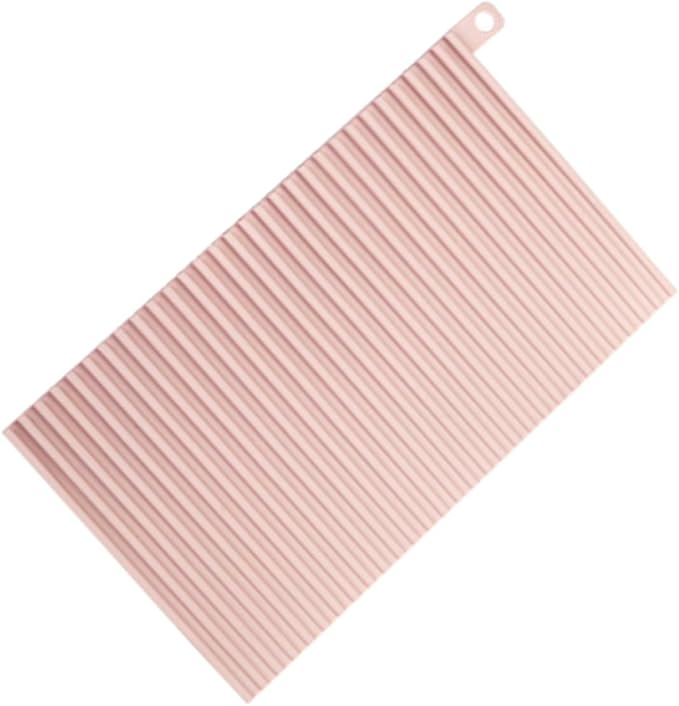 Folding Silicone Non-Slip Small Laundry Washing Board Household Hand Wash Scrubbing Mat with Drainage Pink