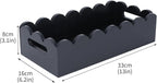 Toilet Paper Storage, Wooden Toilet Tank Paper Baske with Handles, Bathroom Storage and Organizer Napkin Tray, Scalloped Edge Black Decor Box for Vanity, Bedroom, Entryway, Living Room