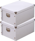 GUOZI Collapsible Storage Box, Decorative Memory Box with Lid & Metal Reinforced Corners, Cardboard File Bin with Handles, Organizer Gift Box for Keepsake Toy Photos Office Nursery Wardrobe Bookshelf