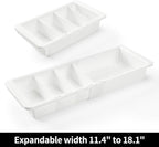 Plastic Drawers Organizer for Office Bathroom Bedroom Kitchen Desk - 1 Layers More White Storage Tray - Expandable 11.4-18.1 Inches (DEEP 2.3")