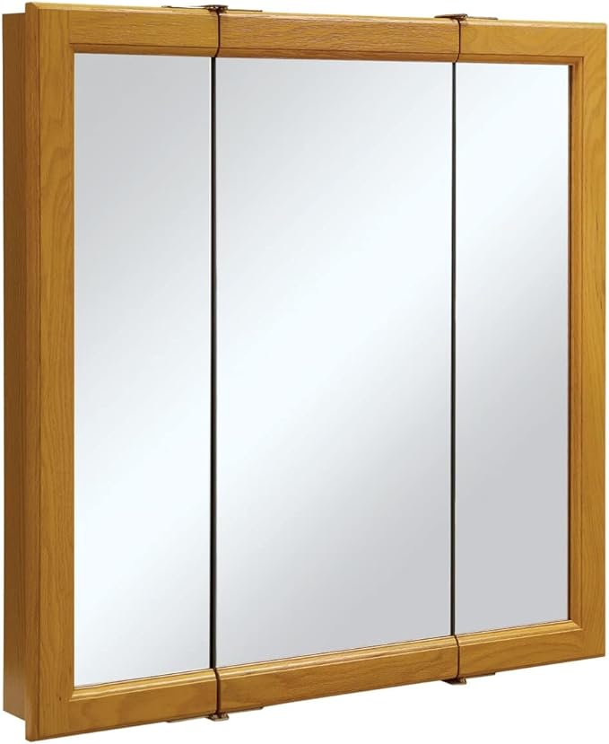 Design House 30 Inch Claremont Bathroom Medicine Cabinet, Wall Mounted, Mirror, Oak, 545301-HOK