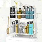 DINEST 2 Tier Over The Toilet Storage Shelf, Anti Resistant Bathroom Shelf Over Toilet Organizer, Multifunctional No Drilling Above Toilet Storage with Wall Mounting Design(White)