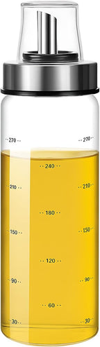 Maple Syrup Glass Dispenser Bottle 10.1 Fl Oz / 300 Ml, Honey with Stainless No-Drip Steel Spout Dispenser, Cooking Kitchen for Oil Vinegar Transparent Container Measuring and Parties