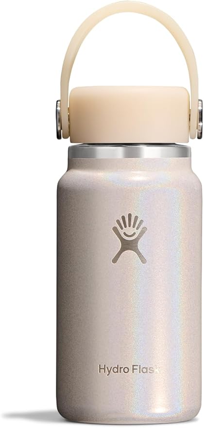 Hydro Flask Micro Bottle - Leak Proof Purse or Pocket Flask - Insulated Mini Water Bottle 6.7 Oz Glimmer Cream
