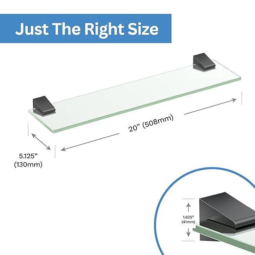 Gatco 5656MX A-Line Glass Shelf, Matte Black