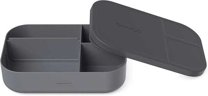 Bentgo® Modern Tray with Matte Lid - Reusable, BPA-Free, Meal Prep Containers for Adults with Removable Divider - 3 or 4 Compartments for Healthy Portioned Meals At Home & On the Go (Dark Gray)