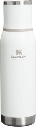 Stanley Adventure-To-Go Vacuum Bottle 25 oz | Wide Mouth with Leakproof Cup Lid | Keep Drinks Hot or Cold | Packable for Travel | Insulated Stainless Steel Thermal Bottle | BPA-Free | Frost White