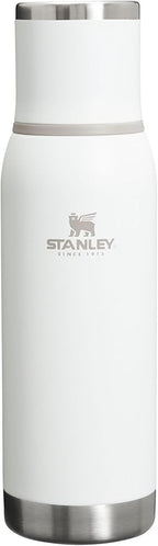 Stanley Adventure-To-Go Vacuum Bottle 25 oz | Wide Mouth with Leakproof Cup Lid | Keep Drinks Hot or Cold | Packable for Travel | Insulated Stainless Steel Thermal Bottle | BPA-Free | Frost White