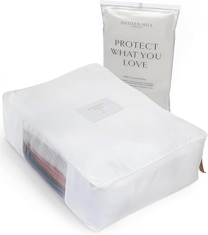Hayden Hill Luxury Organic Cotton Sweater Storage Bag - Fits 6 Fine Knit Sweaters - 18 Inch - Breathable Cashmere Garment Bag - Moth Proof Sweater Organizer for Closet - Certified Carbon Neutral