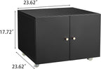 17.70" Metal Office Copier File Cabinet with 2 Door and 360 ° Universal Wheel,Mobile Lateral Filing Cabinets w/Aluminum Alloy Handle,Rolling Printer Stand for Legal/Letter/A4,Black