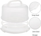 Yesland Cake Carrier with Collapsible Handle - White Cake Container and Holder with Lid - Portable Plastic Round Cake Cover for 10 inch Cake, Pies, Cookies, Nuts, Muffins, Cupcakes and Fruit