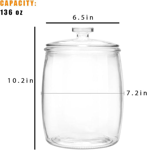 1 Gallon glass jars, Cookie Jar & Candy Jar with Lid, Large Food Storage Container,glass jar with lid for Buffet, Coffee & Flour, Laundry Room Storage & Pantry 2pcs