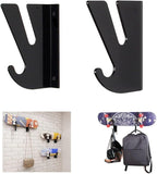 Lixada Wall-Mounted Display Rack for Skateboards,Rack for Skis with Storage Hooks 2PCS