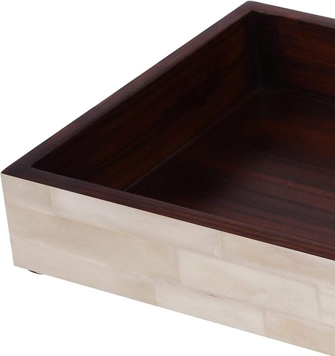 Handicrafts Home White 10x6 Bathroom Tray, Small Vanity Tray Handmade Rectangular Vanity Organizer for Bathroom Countertop, Perfume & Jewelry Tray,Guest Towel Holder, Decorative Napkin Holder