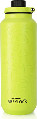 GREYLOCK 40 oz Insulated Water Bottle with Straw Lid, Leakproof Reusable Stainless Steel Vacuum Flask, 24hr Cold & Hot, Carry Handle & Silicone Spout, BPA-Free for Gym, Hiking, Travel,Blue