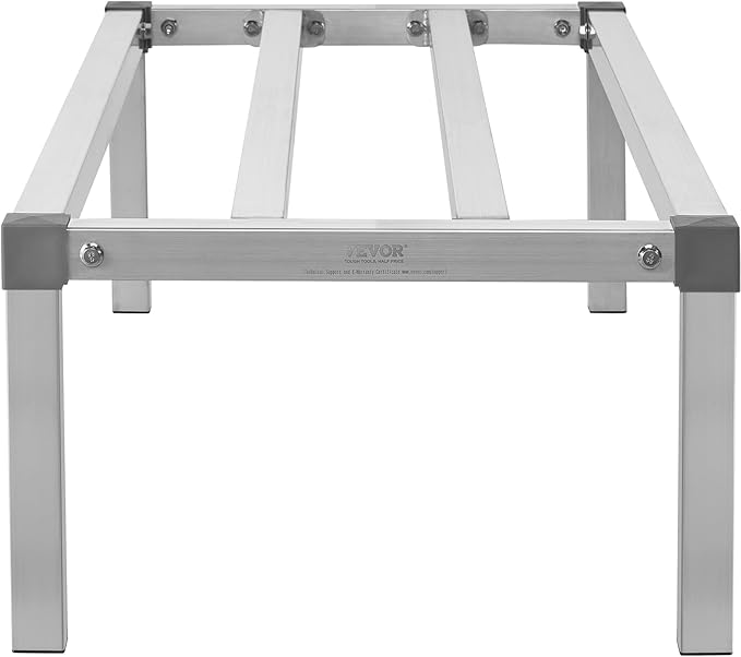 VEVOR Aluminum Dunnage Rack, 48” x 20” Commercial Food Floor Rack, 12” Off the Floor, 1000 lbs Capacity All-Welded Aluminum Storage Rack, for Storage in Restaurants, Kitchens, Garages and Vehicles