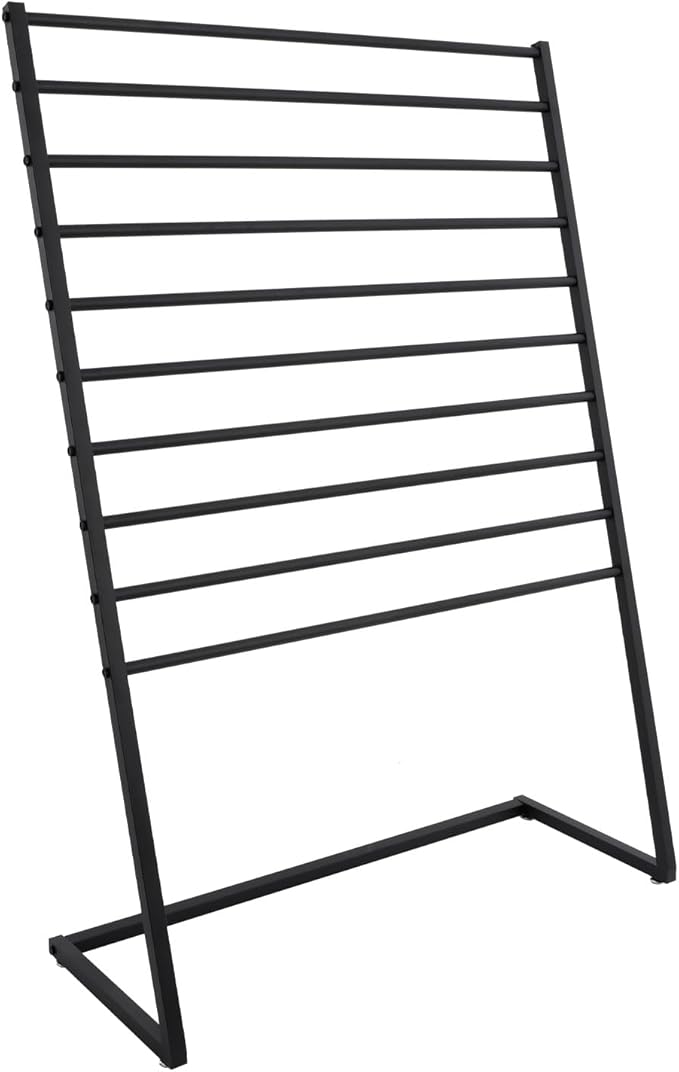 Xuthusman Multi-Size Scarf Display Stand, Metal Scarf Holder Organizer, Freestanding Scarf Rack for Commercial Clothing Retail Store Towel Rack Ties Belt Pants Hanging Rack (Black, 100CM)