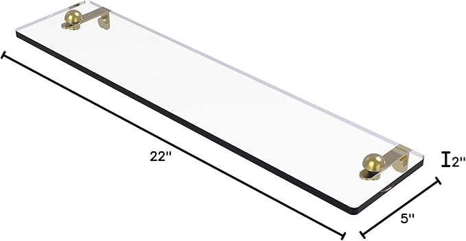 Allied Brass RC-1/22 22 Inch Vanity Beveled Edges Glass Shelf, Satin Brass