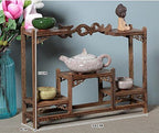 NWFashion Chinese Wooden Assemble Display Stand Symmetric Short Floor Curio Cabinets Shelf (2)