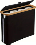 Toilet Paper Storage Basket, Oxford Cloth Papers Container with Lid, Medium Toilets Holder for Up to 12 Regular or 9 Mega Rolls, Organizer for Bathroom, Waterproof, Beige, 1 Pack (Black)