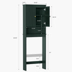 Over The Toilet Storage Cabinet, Over The Toilet Storage with Fluted Door Over The Toilet Cabinet with Adjustable Shelf Above The Toilet Storage Cabinet for Bathroom Organizer, Forest Green