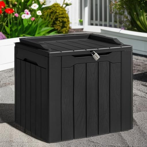 Homall 31 Gallon Resin Deck Box Waterproof Outdoor Storage Lockable Indoor Outdoor Organization and Storage Container for Patio Furniture Cushions, Garden Tools (Black)