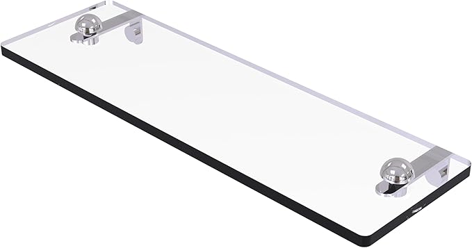 Allied Brass RC-1/16-PC 16 Inch Glass Vanity Beveled Edges Shelf, Polished Chrome