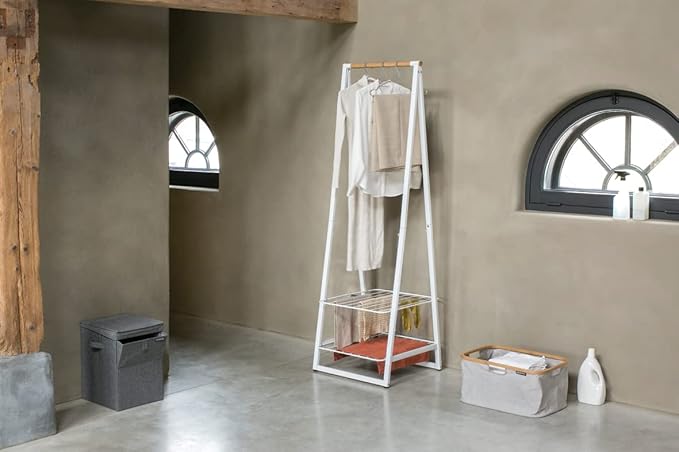 Brabantia - Linn Clothes Rack - Multi-Functional - Space Saver - Adjustable Shelves - Wardrobe Hanging - Drying Rack - Freestanding - Stable - White - Small