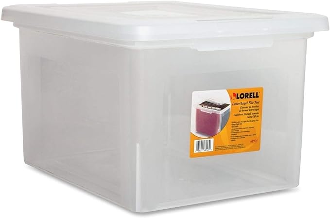 Lorell LLR68925 Letter/Legal Plastic File Box, 1 EA, clear