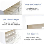 3 Tier Stackable Desk Organizer With 6 Drawers - Plastic Storage for Makeup and Desktop Organization (White)