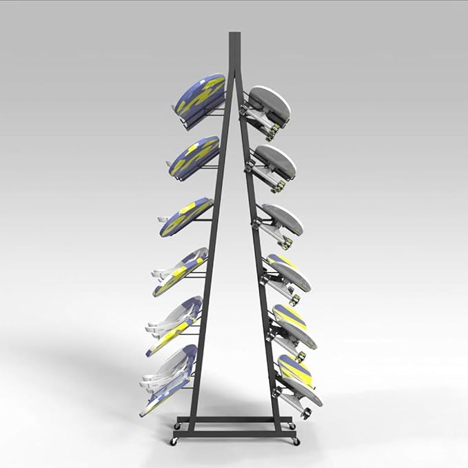 Heavy-Duty Metal Snowboard & Ski Storage Rack - Double-Sided Floor Display Stand for Garage/Shop, Black, 30x55x80cm, Organize Your Gear Efficiently!
