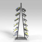 Heavy-Duty Metal Snowboard and Ski Storage Rack, Double-Sided Floor Display Stand for Garage or Shop, Black, 30x55x130cm - Durable Parking Solution for Winter Gear