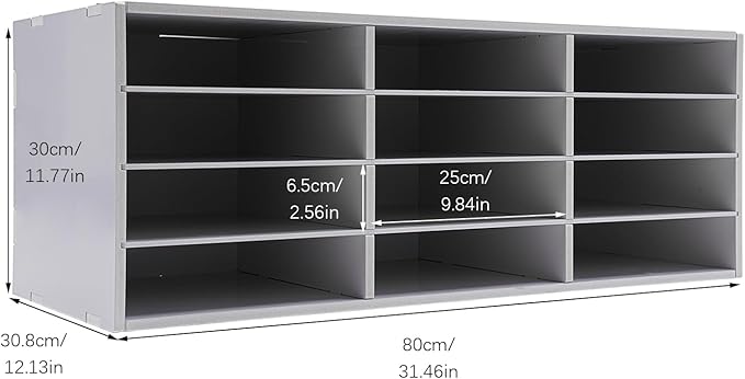 LOYALHEARTDY Mail Sorter Organizer, PVC Countertop Literature Organizer, Student Mailbox for Classroom, Desktop Bill Paper Organizer for Office Home School, 12 Compartments, White