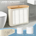 Toilet Paper Storage Holder with Lid, Freestanding Toilet Paper Basket Stand for 9 to 12 Rolls, Bathroom Storage Organizer with Bamboo Lid(Beige)