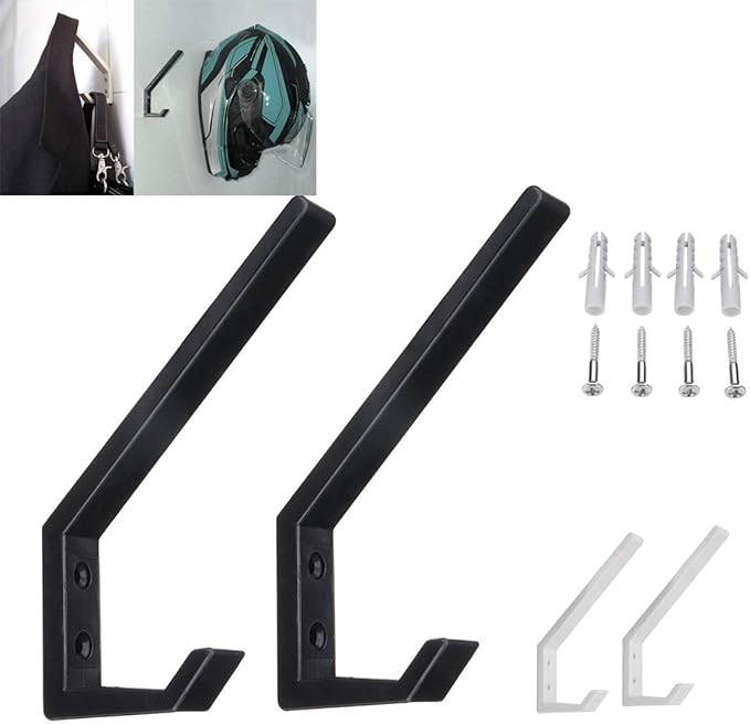 Helmet Holder 2pcs Helmet Holder Hook Jacket Bags Wall Mount Cloth Display Rack Hanger (Black)
