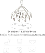 Clothes Drying Racks Foldable Clip Hangers Drip Hanger Plastic with 20 Drying Clips (Light Grey-Circle)